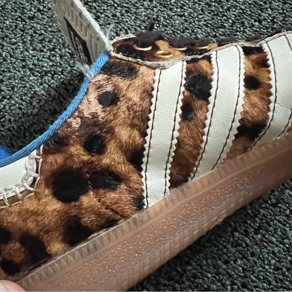 WALES BONNER X ADIDAS Pony Hair Leopard & Blue Interior Samba Shoe Sneakers Sz 8 - Picture 16 of 16
